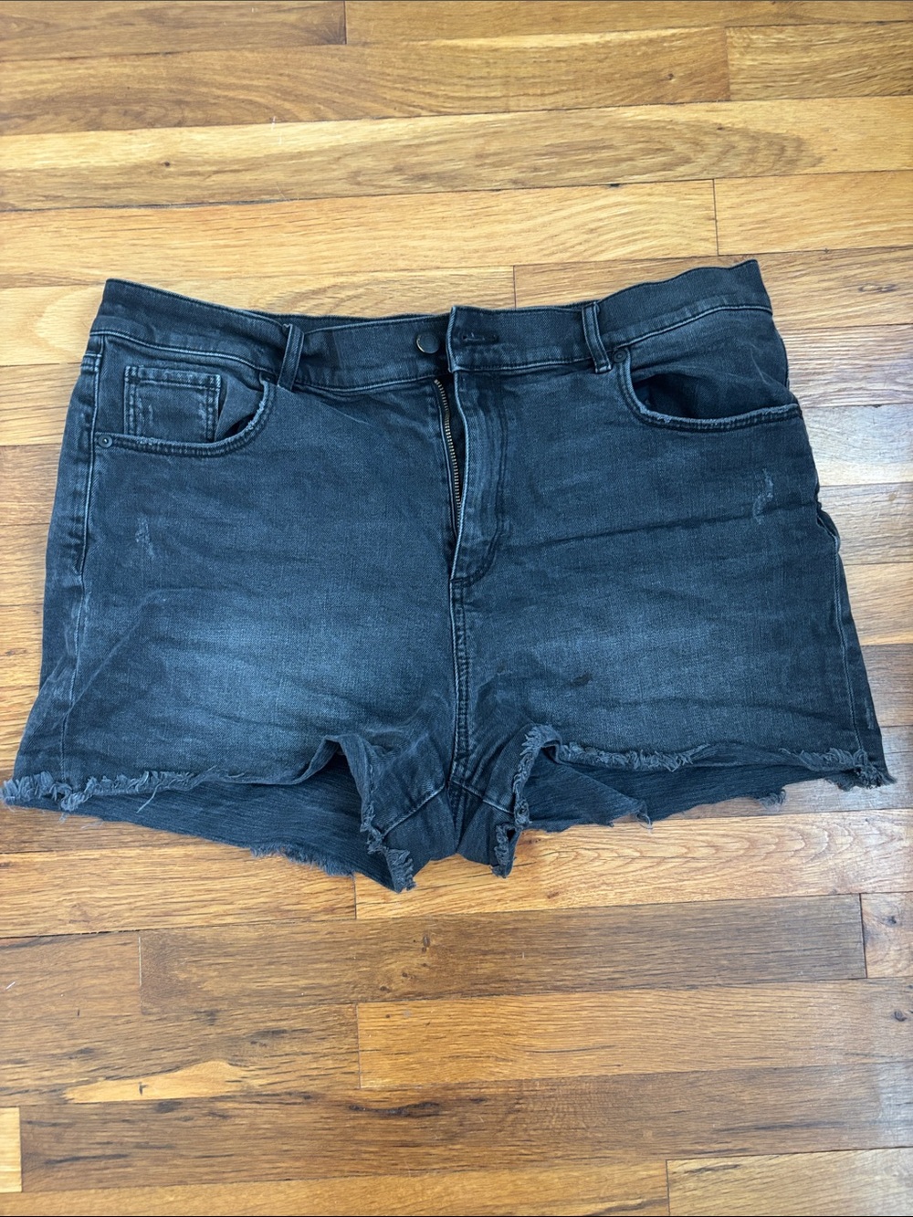 Loft Black Denim Frayed Hem Women's Shorts